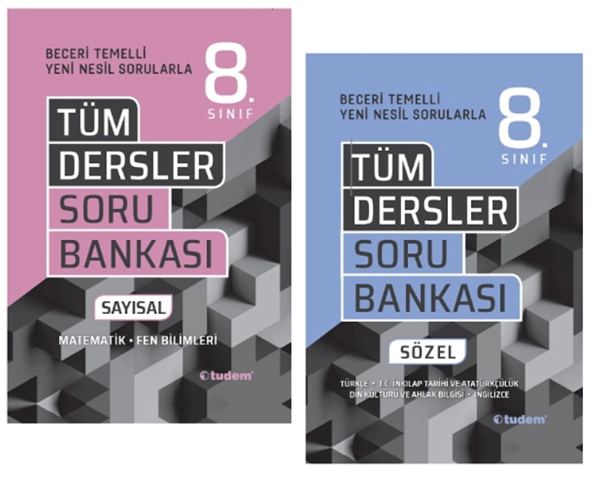 TUDEM YAYINLARI 8.SINIF LGS BECERİ TÜM DERSLER SÖZEL SORU BANKASI - TÜM DERSLER SAYISAL SORU BANKASI
