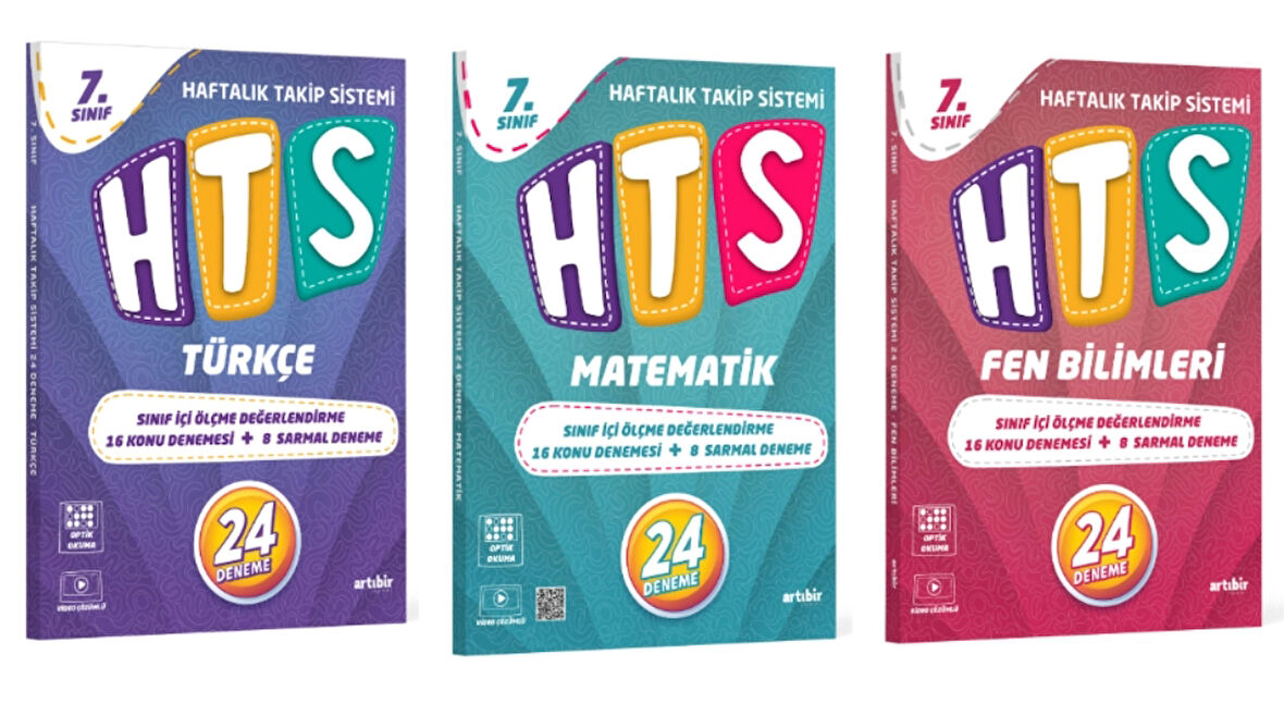ARTIBİR YAYINLARI 7.SINIF HTS TÜRKÇE - MATEMATİK - FEN BİLİMLERİ HAFTALIK TAKİP SİSTEMİ 24 DENEME