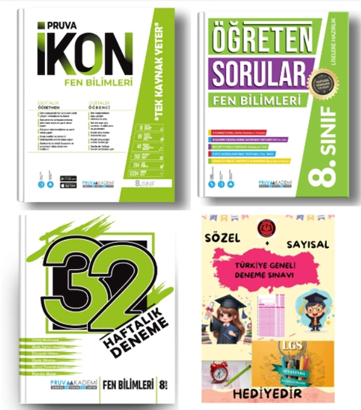PRUVA AKADEMİ YAYINLARI 8.SINIF FEN BİLİMLERİ İKON SORU BANKASI+32 HAFTA FEN BİLİMLERİ DENEME+FEN BİLİMLERİ ÖĞRETEN SORULAR+HEDİYE