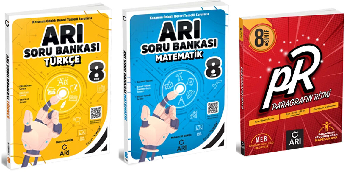 ARI YAYINCILIK 8. SINIF  Türkçe + Matematik Soru Bankası + LGS Hazırlık Paragrafın Ritmi
