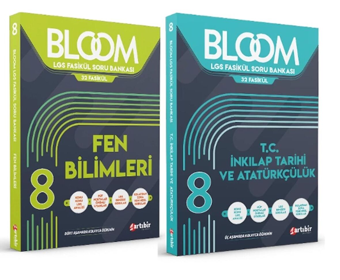 ARTIBİR YAYINLARI 8. Sınıf Bloom Fen Bilimleri + T.C. İnkılap Tarihi ve Atatürkçülük Fasikül Soru Bankası (2 Kitap)