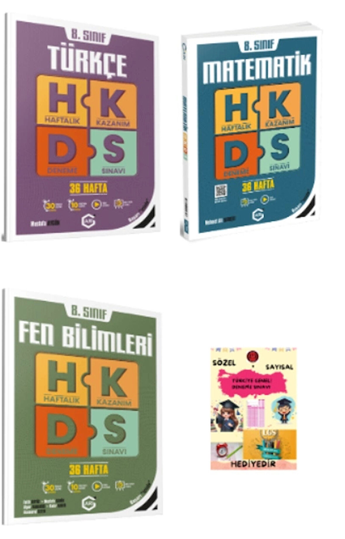 ARI YAYINCILIK 8. Sınıf Türkçe -  Matematik - Fen Bilimleri Haftalık Kazanım Deneme ve Hediye