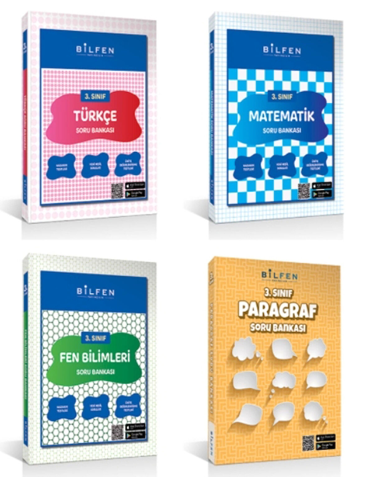 BİLFEN YAYINCILIK 3.SINIF TÜRKÇE-MATEMATİK-FEN BİLİMLERİ-PARAGRAF SORU BANKASI