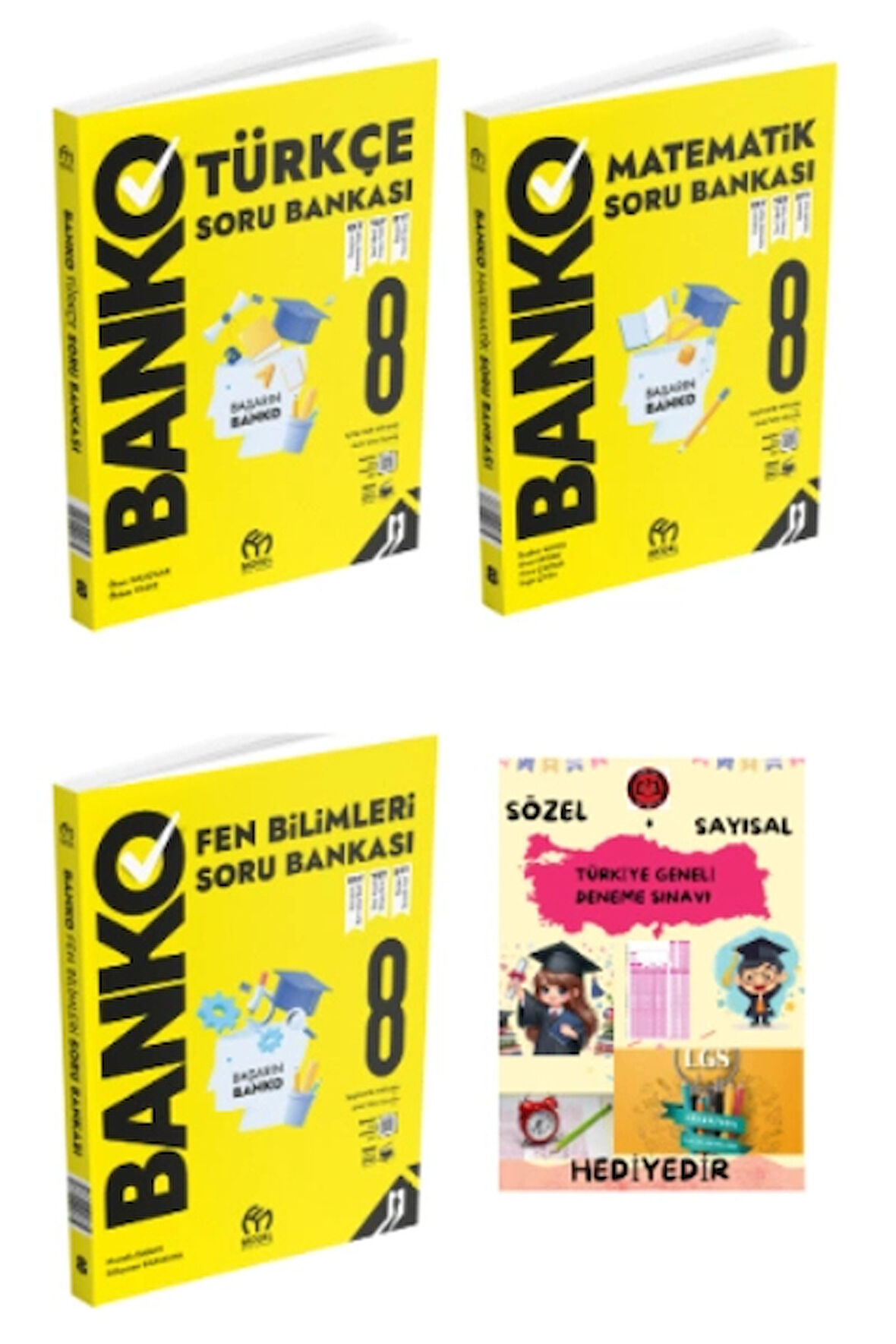 MODEL EĞİTİM YAYINLARI 8. Sınıf Banko Türkçe Matematik Fen Bilimleri Soru Bankası