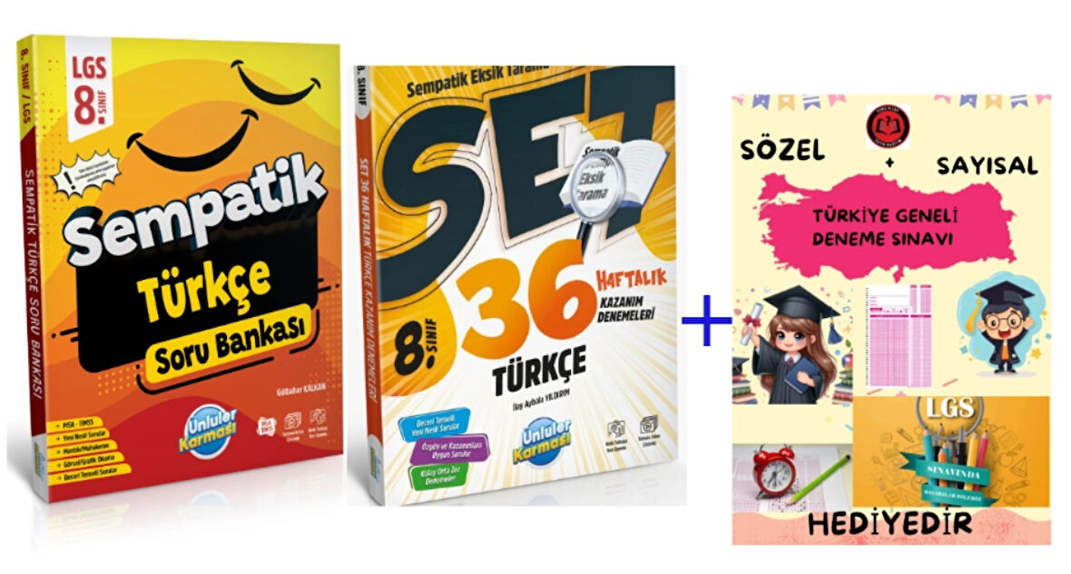 ÜNLÜLER KARMASI 8.Sınıf Sempatik Türkçe Soru Bankası + 36 Haftalık Kazanım Denemeleri