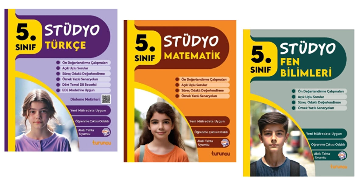 TUDEM YAYINLARI 5.SINIF STÜDYO TÜRKÇE - MATEMATİK - FEN BİLİMLERİ  3'LÜ SET