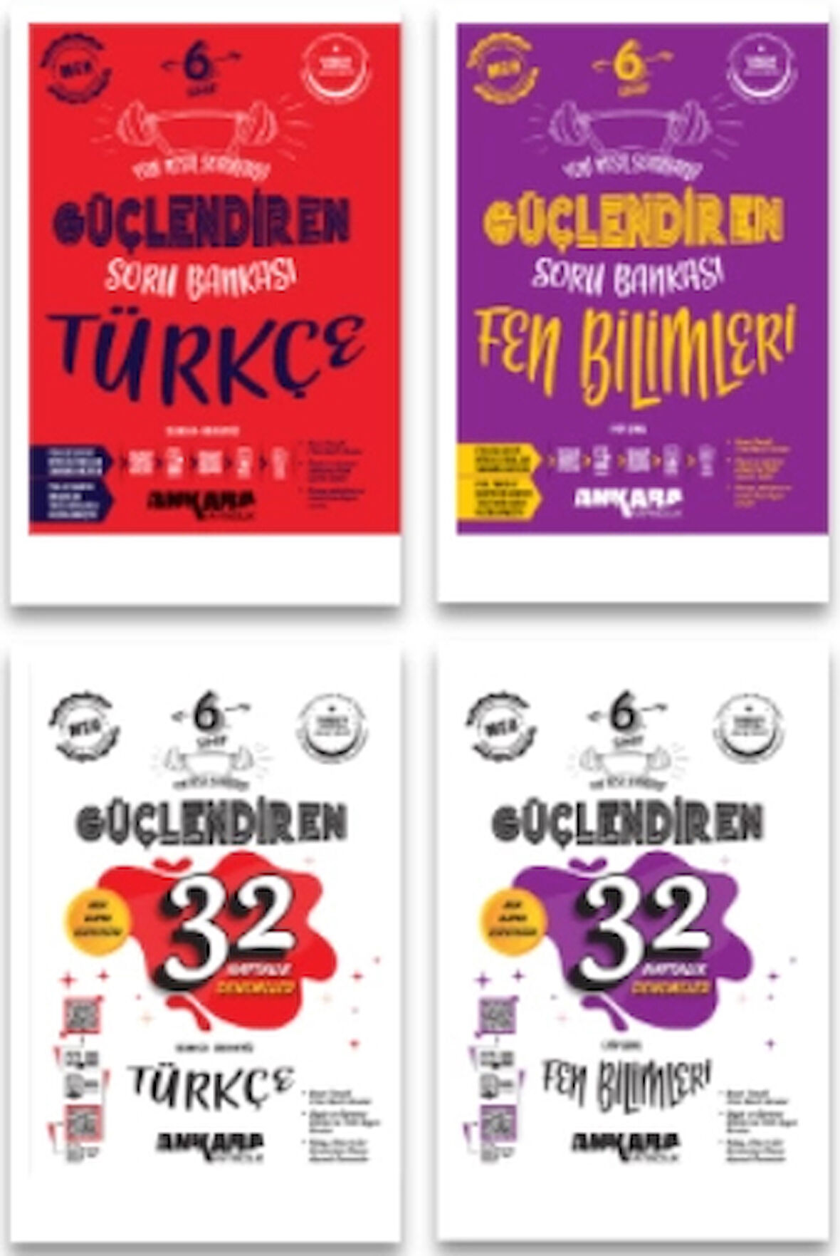 ANKARA YAYINCILIK 6. Sınıf Türkçe - Fen Bilimleri Güçlendiren Soru Bankaları ve 32 Haftalık Denemeler