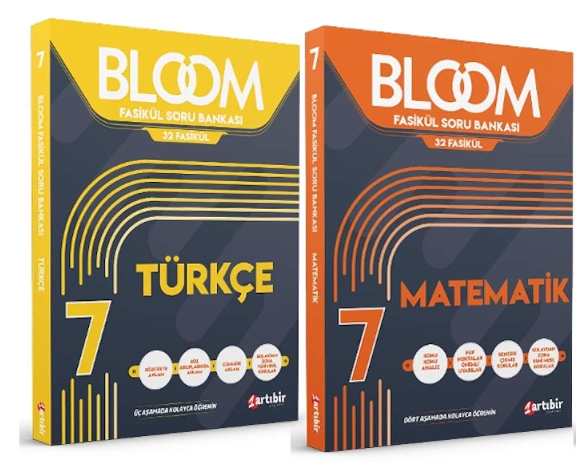 ARTIBİR YAYINLARI 7. Sınıf Bloom Türkçe + Matematik Fasikül Soru Bankası (2 Kitap)