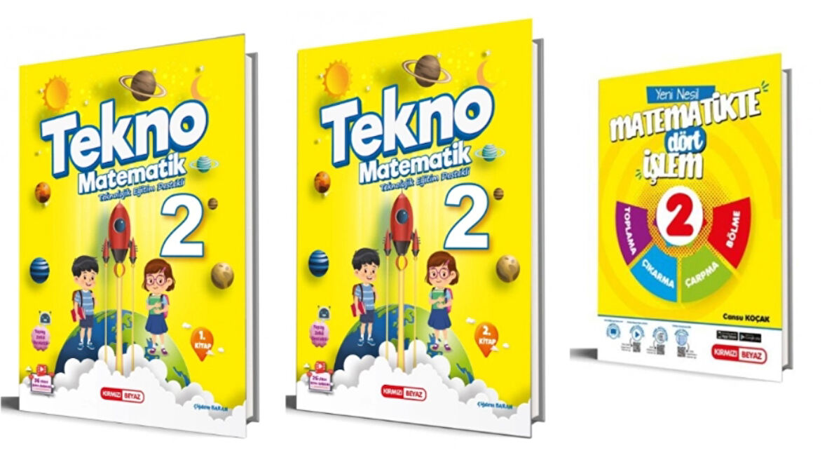 KIRMIZI BEYAZ YAYINLARI 2.SINIF  MATEMATİK 1/2- MATEMATİKTE DÖRT İŞLEM 3'LÜ SET