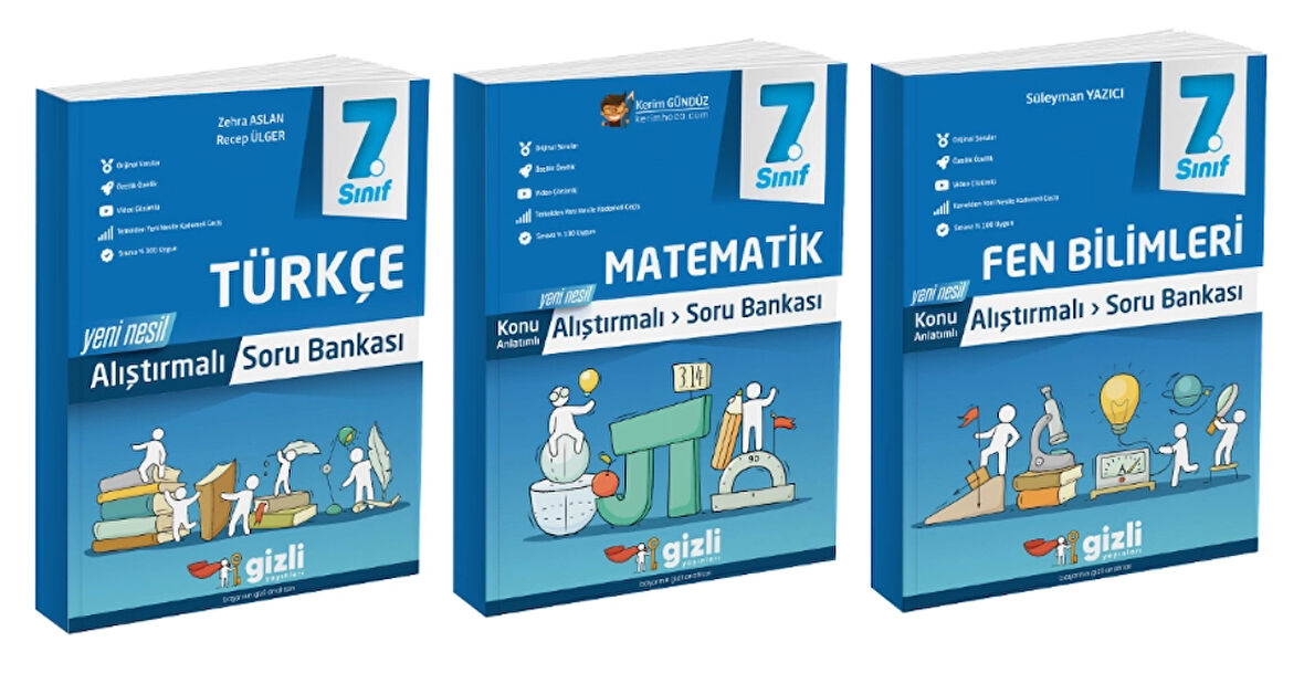 7. Sınıf Türkçe + Matematik + Fen Bilimleri Alıştırmalı Soru Bankası