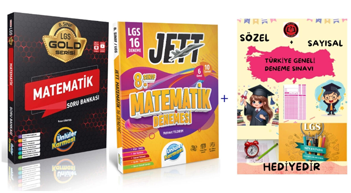 ÜNLÜLER KARMASI 8. SINIF GOLD MATEMATİK SORU BANKASI + DENEME