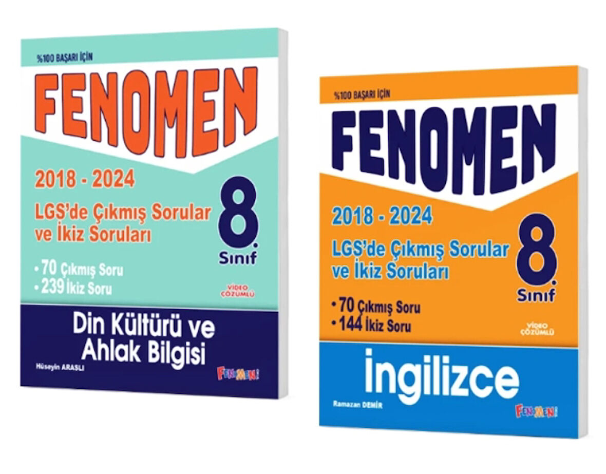 FENOMEN YAYINLARI 8. SINIF LGS Din Kültürü + İngilizce Çıkmış Sorular Ve İkiz Soruları (2018-2024)