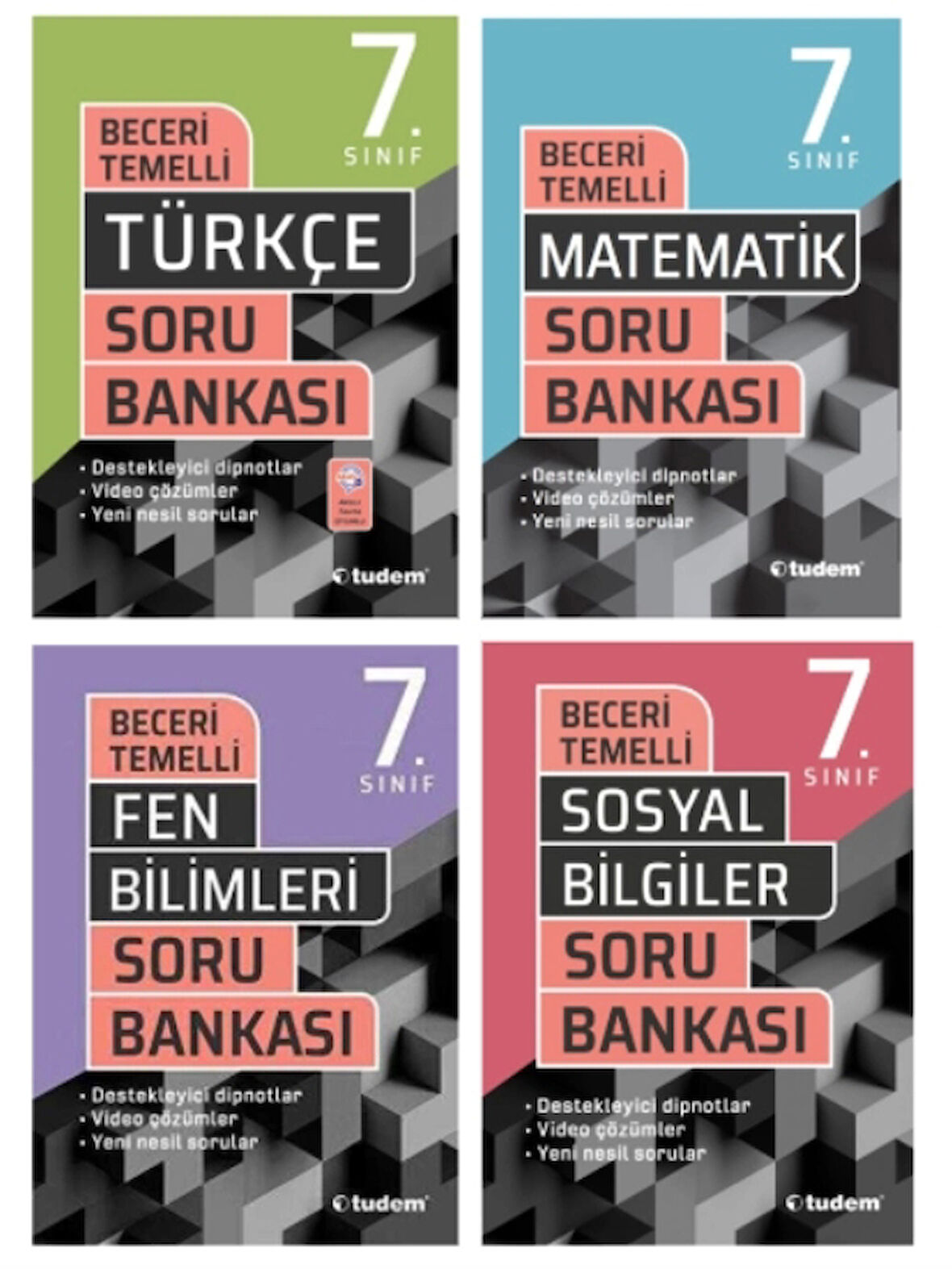 TUDEM YAYINLARI 7.SINIF BECERİ TEMELLİ TÜRKÇE - MATEMATİK - FEN BİLİMLERİ - SOSYAL BİLGİLER SORU BANKASI