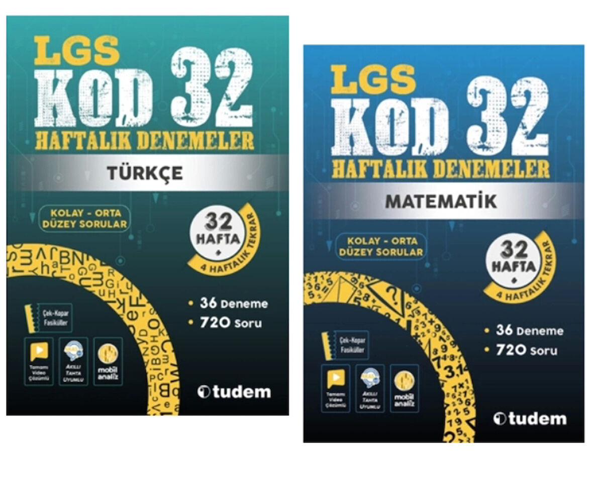 TUDEM YAYINLARI 8.SINIF LGS KOD 32 TÜRKÇE - MATEMATİK HAFTALIK DENEME