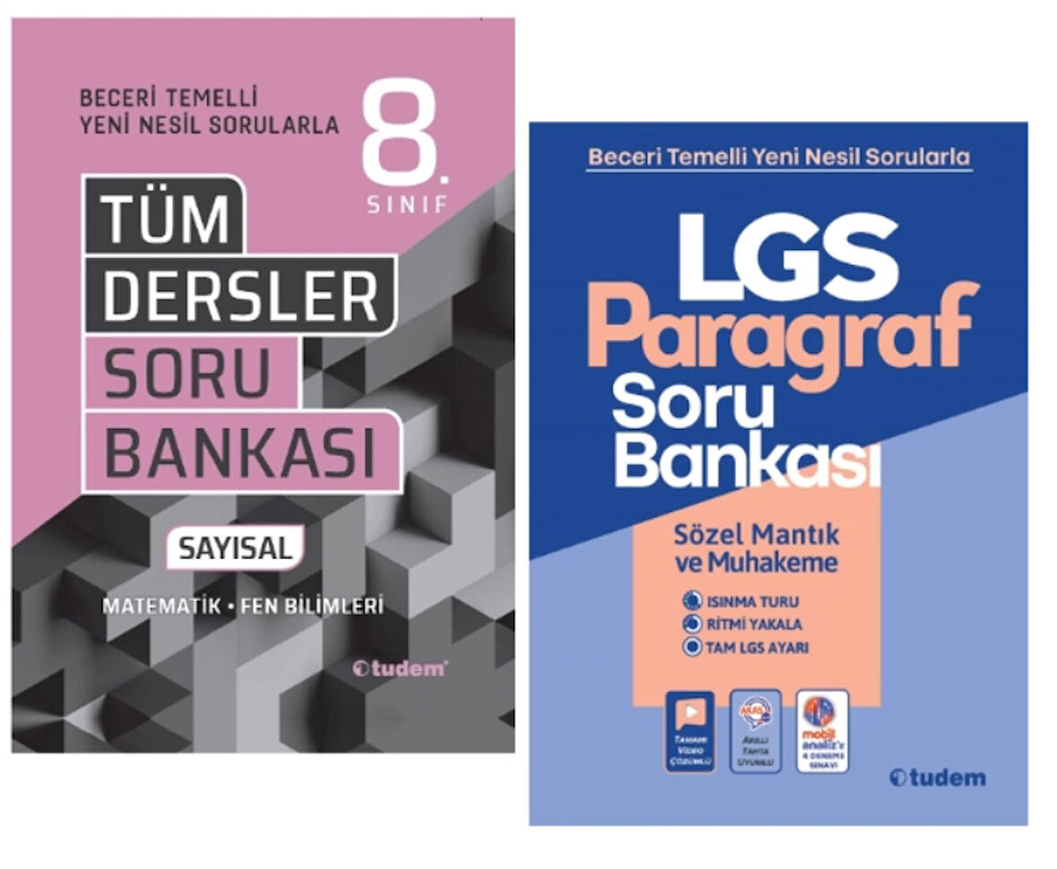 TUDEM YAYINLARI 8.SINIF LGS BECERİ TÜM DERSLER SAYISAL SORU BANKASI - PARAGRAF SORU BANKASI