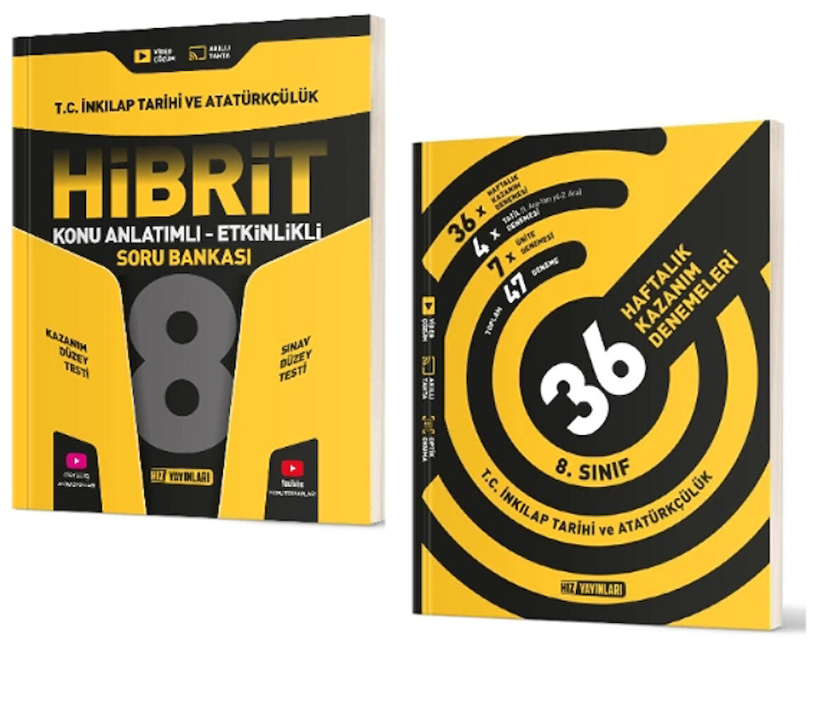 HIZ YAYINLARI 8. Sınıf İnkılap Tarihi ve Atatürkçülük Hibrit Soru Bankası (Konu Anlatımlı - Etkinlikli) + 36 Haftalık Deneme