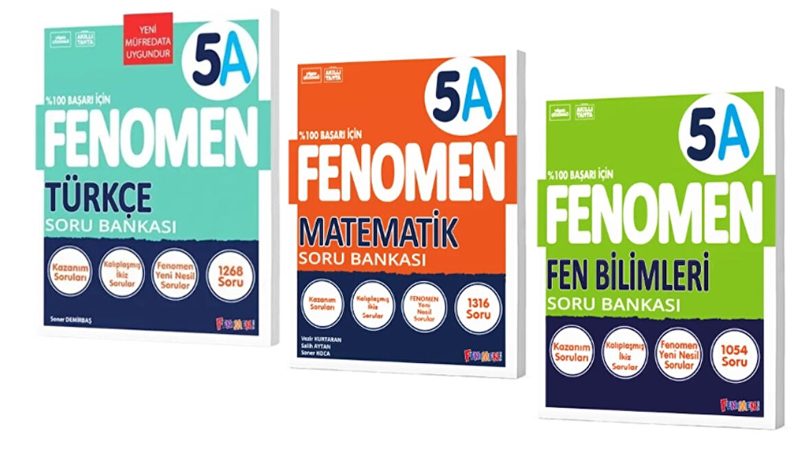 FENOMEN YAYINLARI 5 Türkçe A + Matematik A  + Fen Bilimleri A Soru Bankası