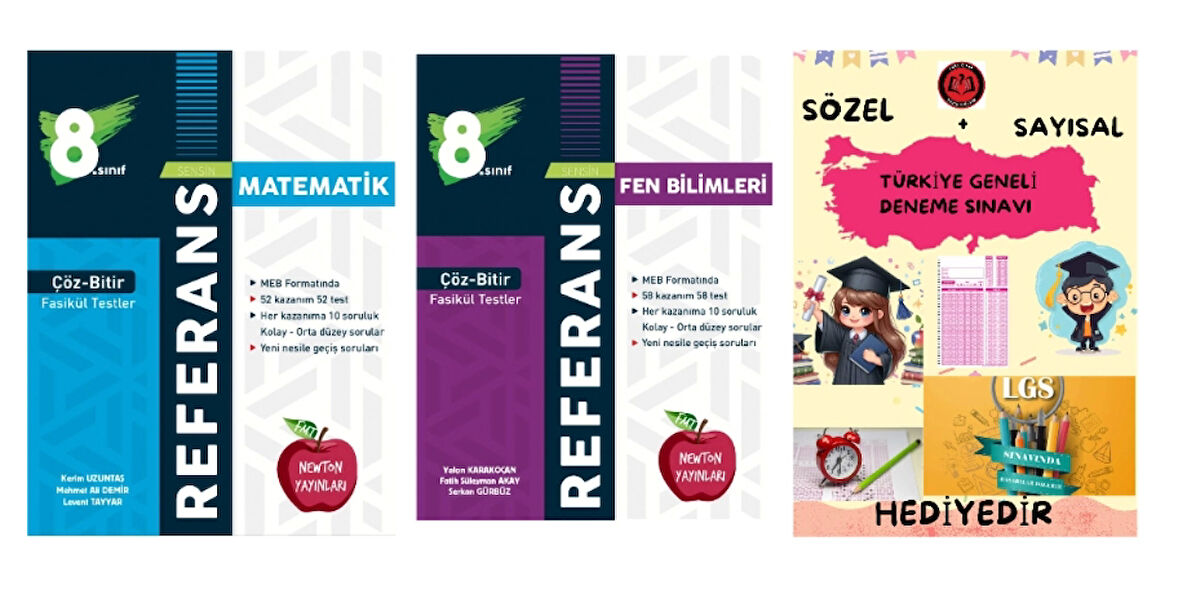 NEWTON YAYINLARI 8.SINIF ÇÖZ BİTİR REFERANS MATEMATİK + FEN BİLİMLERİ FASİKÜL TESTLER + HEDİYE