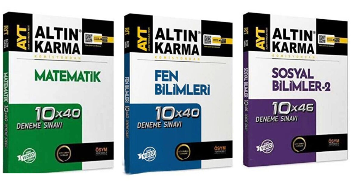 ALTIN KARMA YAYINLARI AYT MATEMATİK+FEN BİLİMLEİ + SOSYAL BİLİMLER 2 40'LI DENEME