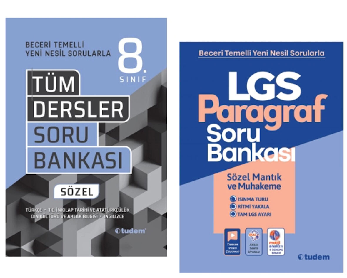 TUDEM YAYINLARI 8.SINIF LGS BECERİ TÜM DERSLER SÖZEL SORU BANKASI - PARAGRAF SORU BANKASI