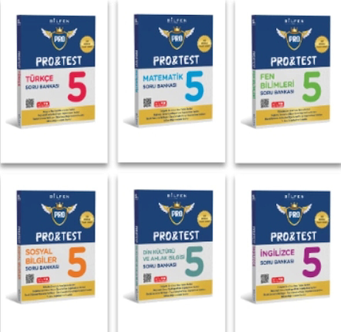 BİLFEN YAYINCILIK 5.SINIF PRO&TEST TÜRKÇE+MATEMATİK+FEN BİLİMLERİ+SOSYAL BİLGİLER+DİN KÜLTÜRÜ+İNGİLİZCE SORU BANKASI SETİ