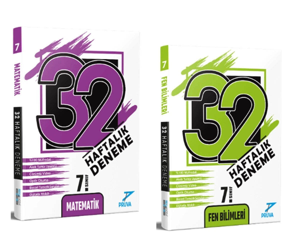 PRUVA AKADEMİ YAYINLARI 7.SINIF 32 HAFTA MATEMATİK+FEN BİLİMLERİ DENEME