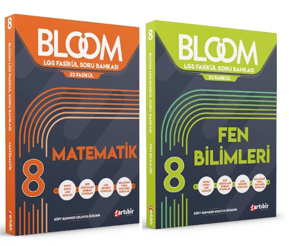 ARTIBİR YAYINLARI 8. Sınıf Bloom  Matematik + Fen Bilimleri Fasikül Soru Bankası (2 Kitap)