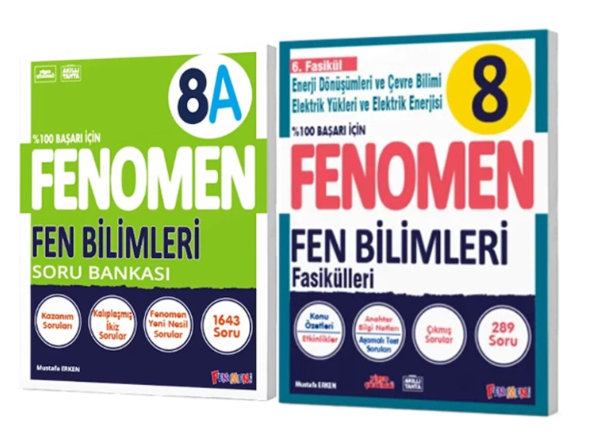 ENOMEN YAYINLARI 8. SINIF Fen Bilimleri A Soru Bankası + Fen Bilimleri 6. Fasikül (Enerji Dön. Ve Çevre Bil.-Elektrik Yükleri Elek. Enerjisi) (2 KİTAP)