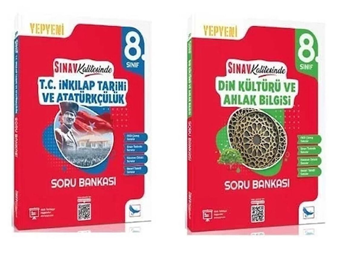 8.SINIF T.C. İNKİLAP TARİHİ + DİN KÜLTÜRÜ  SORU BANKASI SINAV KALİTESİNDE (2 KİTAP)