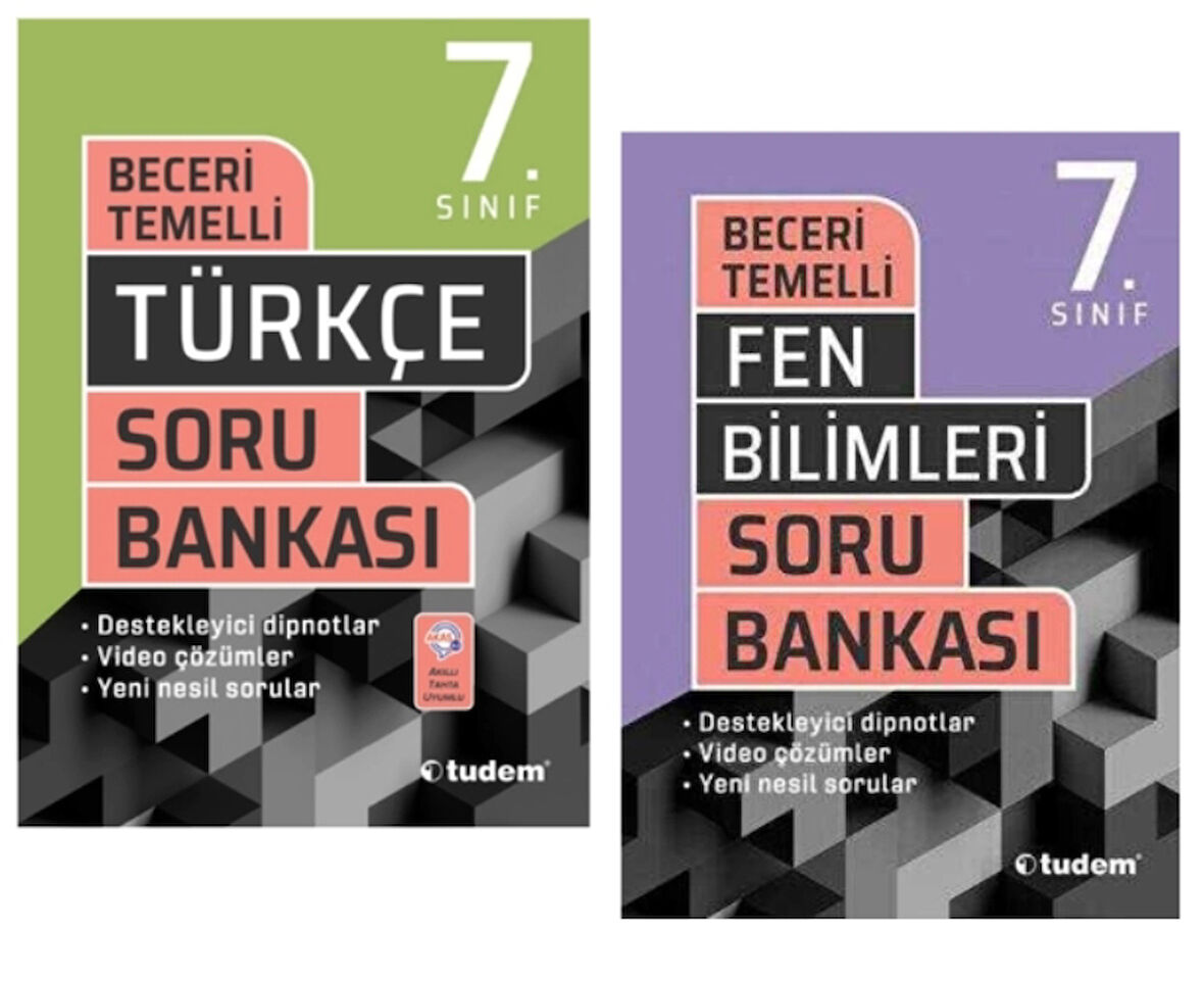 TUDEM YAYINLARI 7.SINIF BECERİ TEMELLİ TÜRKÇE - FEN BİLİMLERİ SORU BANKASI