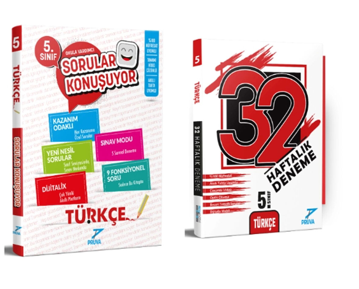 PRUVA AKADEMİ YAYINLARI 5.SINIF TÜRKÇE SORULAR KONUŞUYOR+32 HAFTA TÜRKÇE DENEME