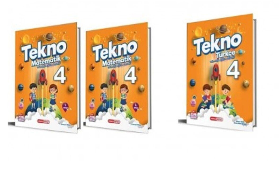 KIRMIZI BEYAZ YAYINLARI 4.SINIF TEKNO MATEMATİK (1. ve 2. Kitap) + Türkçe