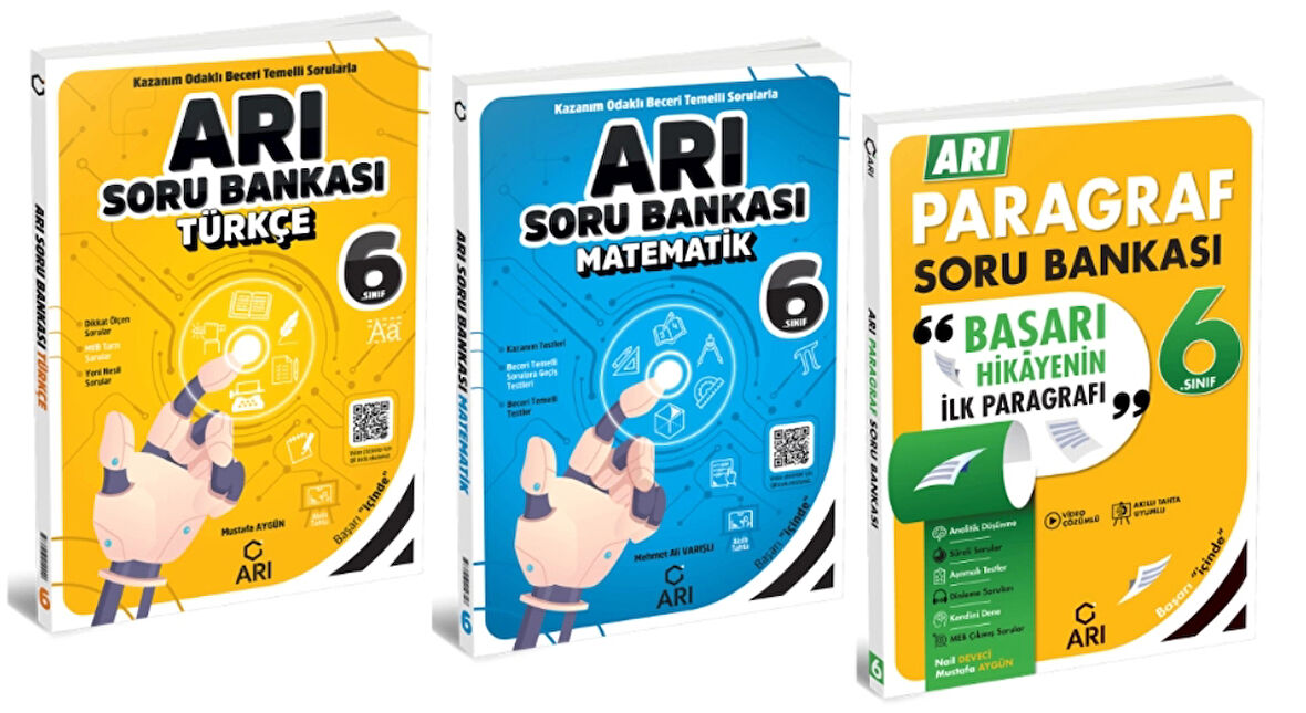 ARI YAYINCILIK 6. SINIF Türkçe + Matematik + Paragraf Soru Bankası