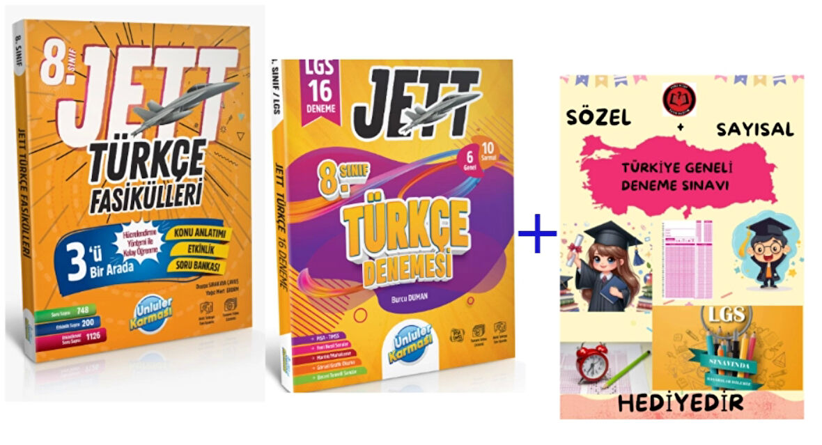 ÜNLÜLER KARMASI 8. SINIF JETT TÜRKÇE FASİKÜLLERİ + DENEME