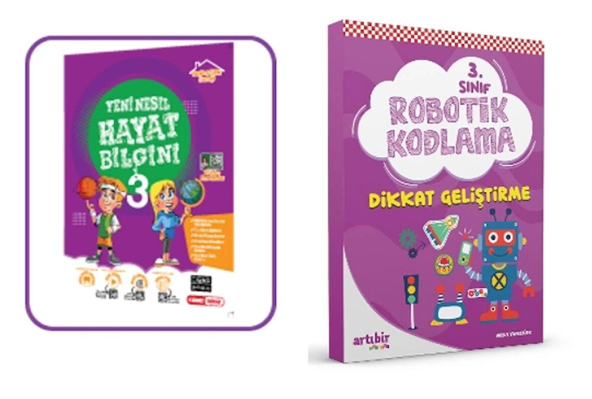 KIRMIZI BEYAZ 3.SINIF HAYAT BİLGİNİ VE ARTIBİR YAYINCILIK ROBOTİK KODLAMA (2 Kitap)