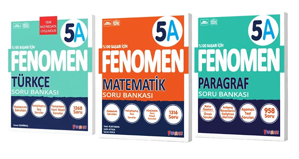 FENOMEN YAYINLARI 5 Türkçe A + Matematik A + PARAGRAF A Soru Bankası