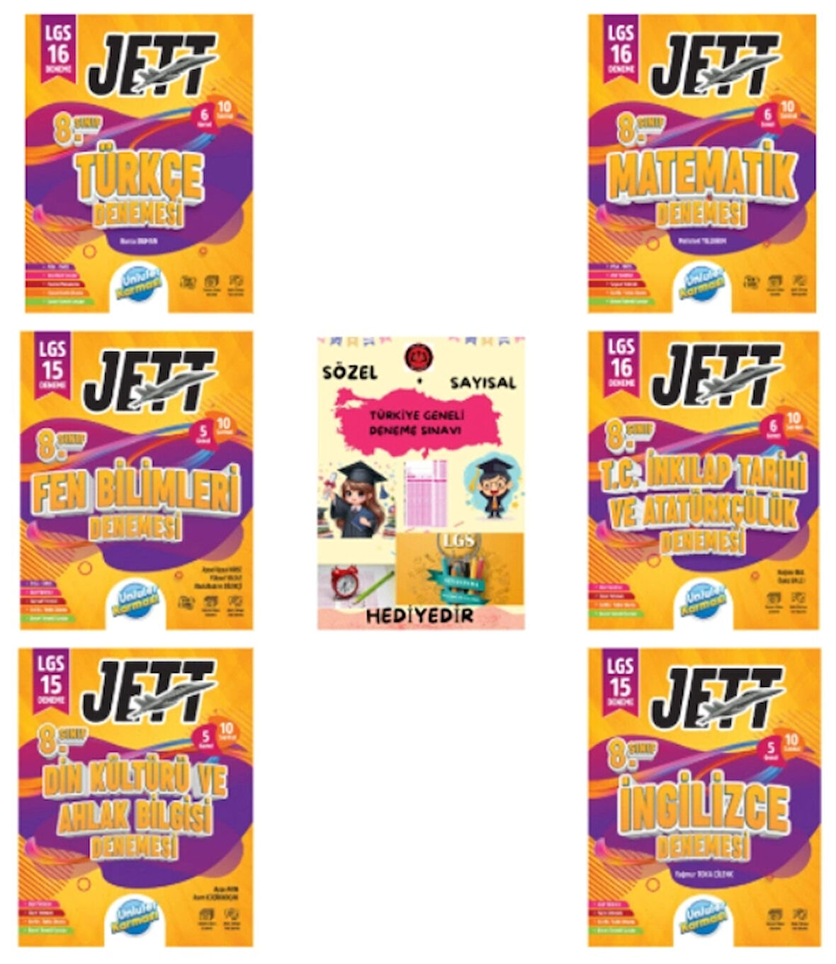 ÜNLÜLER KARMASI LGS 8. Sınıf JETT Tüm Dersler Branş Deneme Seti - Hediyelidir.