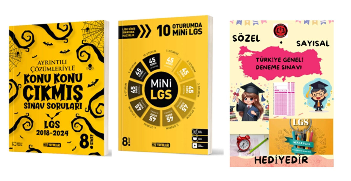 HIZ YAYINLARI 8.SINIF 2018-2024 LGS'DE ÇIKMIŞ ÇÖZÜMLÜ SORULAR +HIZ YAYINLARI 10 OTURUMDA LGS MİNİ DENEME + HEDİYE