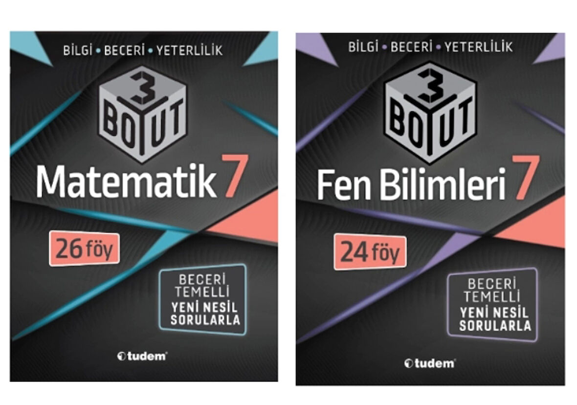 TUDEM YAYINLARI 7.SINIF 3 BOYUT MATEMATİK - FEN BİLİMLERİ BECERİ TEMELLİ SORU BANKASI