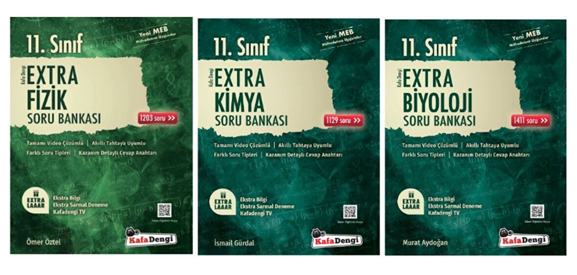 Kafa Dengi Yayınları 11. Sınıf Sayısal Set Fizik - Kimya - Biyoloji Extra Soru Bankası