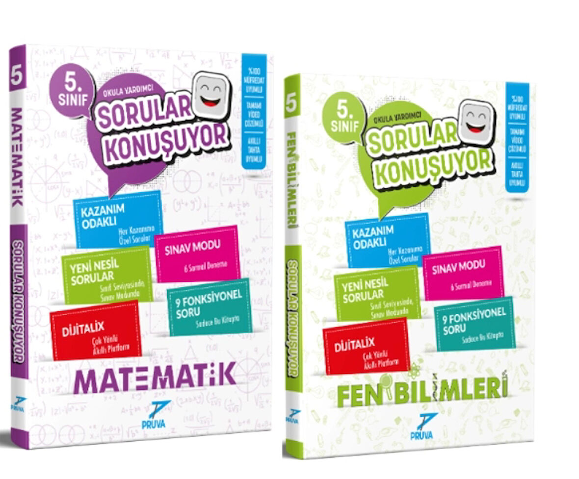 PRUVA AKADEMİ YAYINLARI 5.SINIF SORULAR KONUŞUYOR MATEMATİK-FEN BİLİMLERİ SORU BANKASI