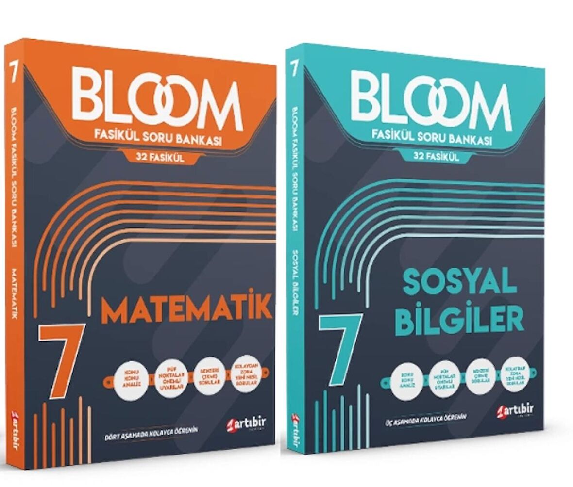 ARTIBİR YAYINLARI 7. Sınıf Bloom Matematik + Sosyal Bilgiler Fasikül Soru Bankası (2 Kitap)