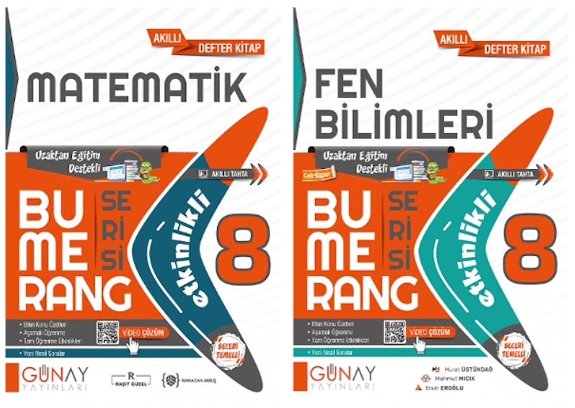 GÜNAY YAYINLARI 8. Sınıf Bumerang Serisi Matematik - Fen Bilimleri Konu Anlatımlı ve Etkinlikli Soru Bankası (2 Kitap)