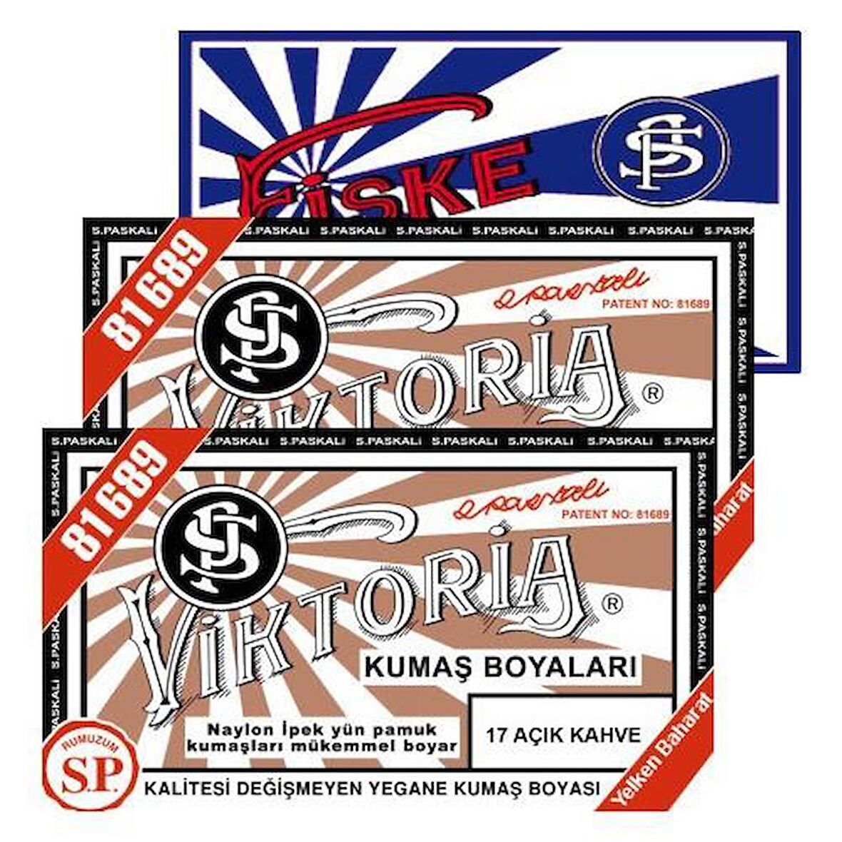 Viktoria Kumaş Boyası 17 Açık Kahve 2Pk+Fiske Sabitleme 1Pk