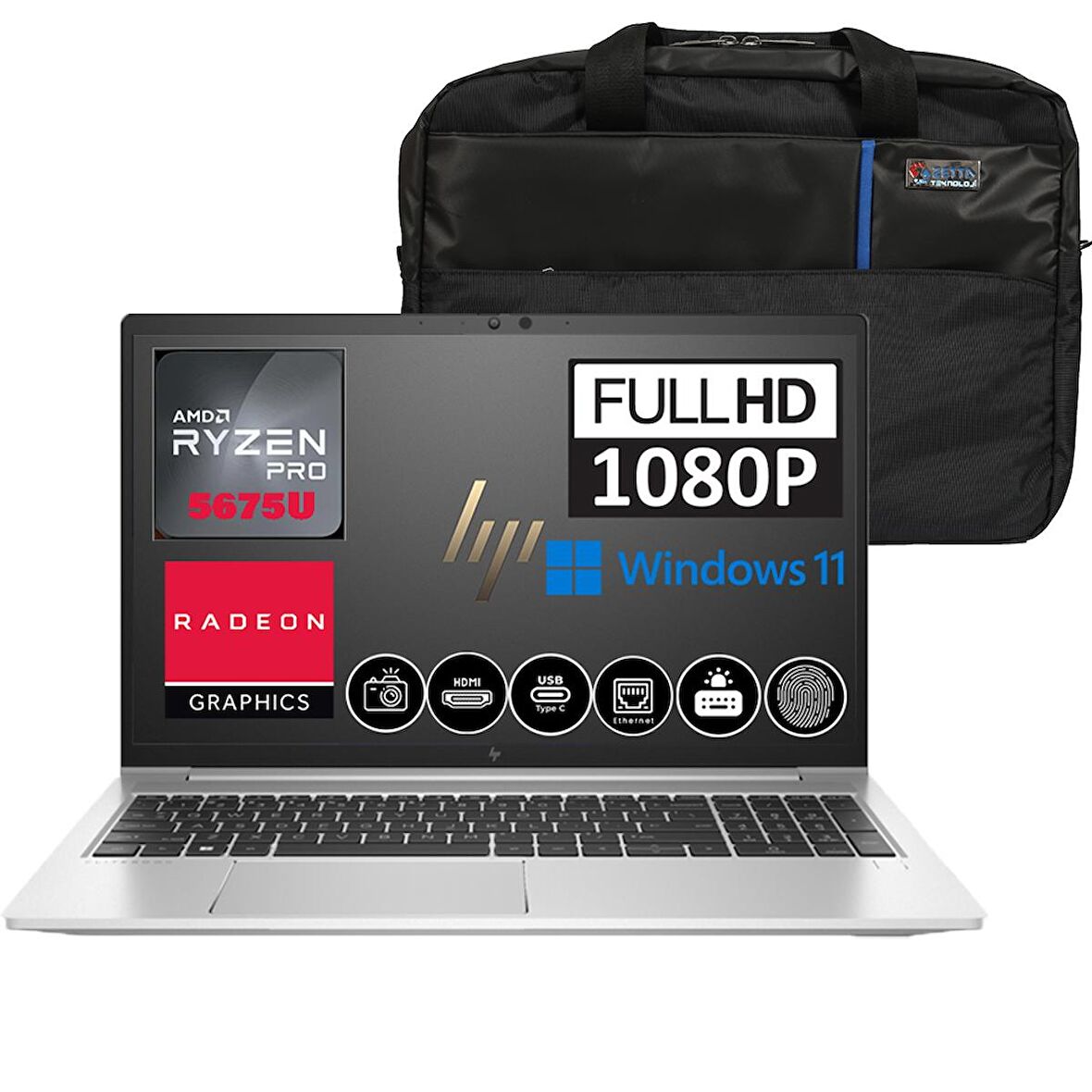 HP Elitebook 655 G9 AMD Ryzen 5 PRO 5675U 32GB 1TB SSD 15.6" Windows 11 Pro Taşınabilir Bilgisayar 5N4Q5EA08 + Zetta Çanta