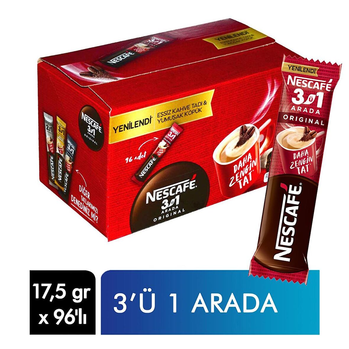 Nescafe 3 ü 1 Arada Original 17,5 gr x 96 Adet