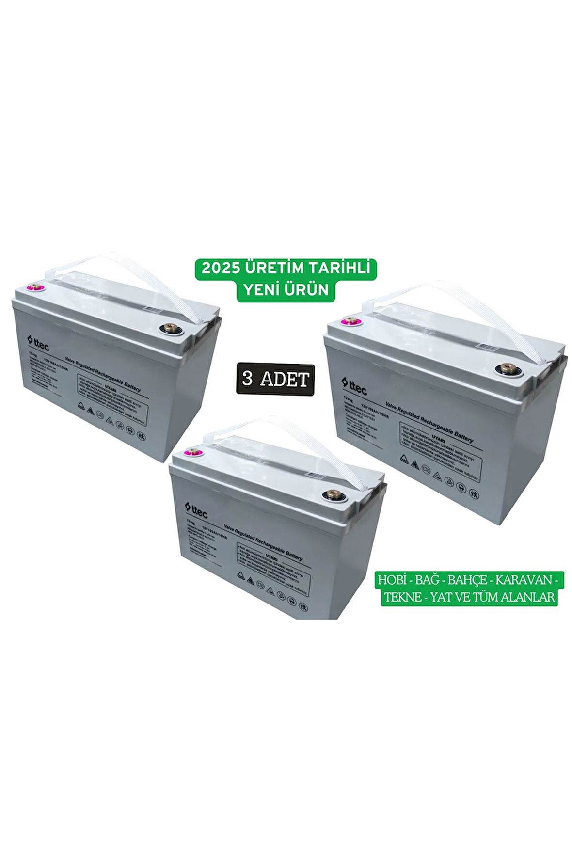 12V 100AH GÜNEŞ ENERJİ KARAVAN SOLAR SİSTEM BAĞ BAHÇE AKÜSÜ 3 ADET 2025 ÜRETİM TARİHLİ