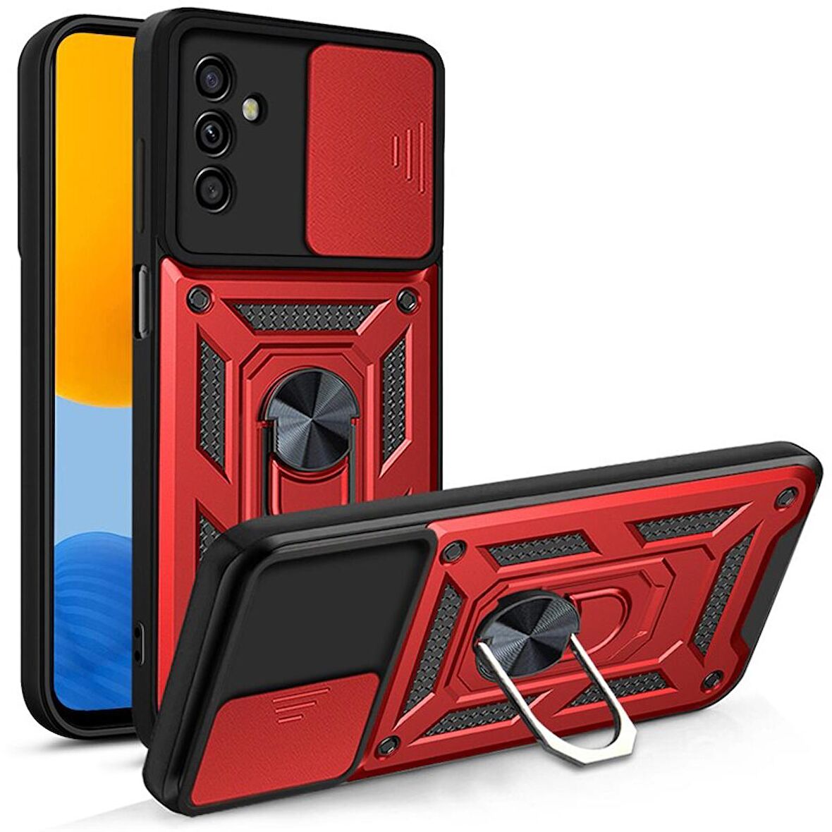 Smcase Samsung Galaxy M52 5g Kılıf Kamera Korumalı Yüzüklü Tank Pars Silikon