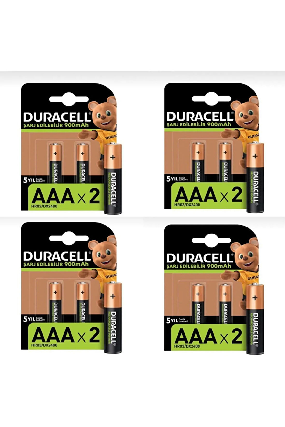 Şarj Edilebilir Turbo Aaa Piller, 8 Adet 900 Mah Pil