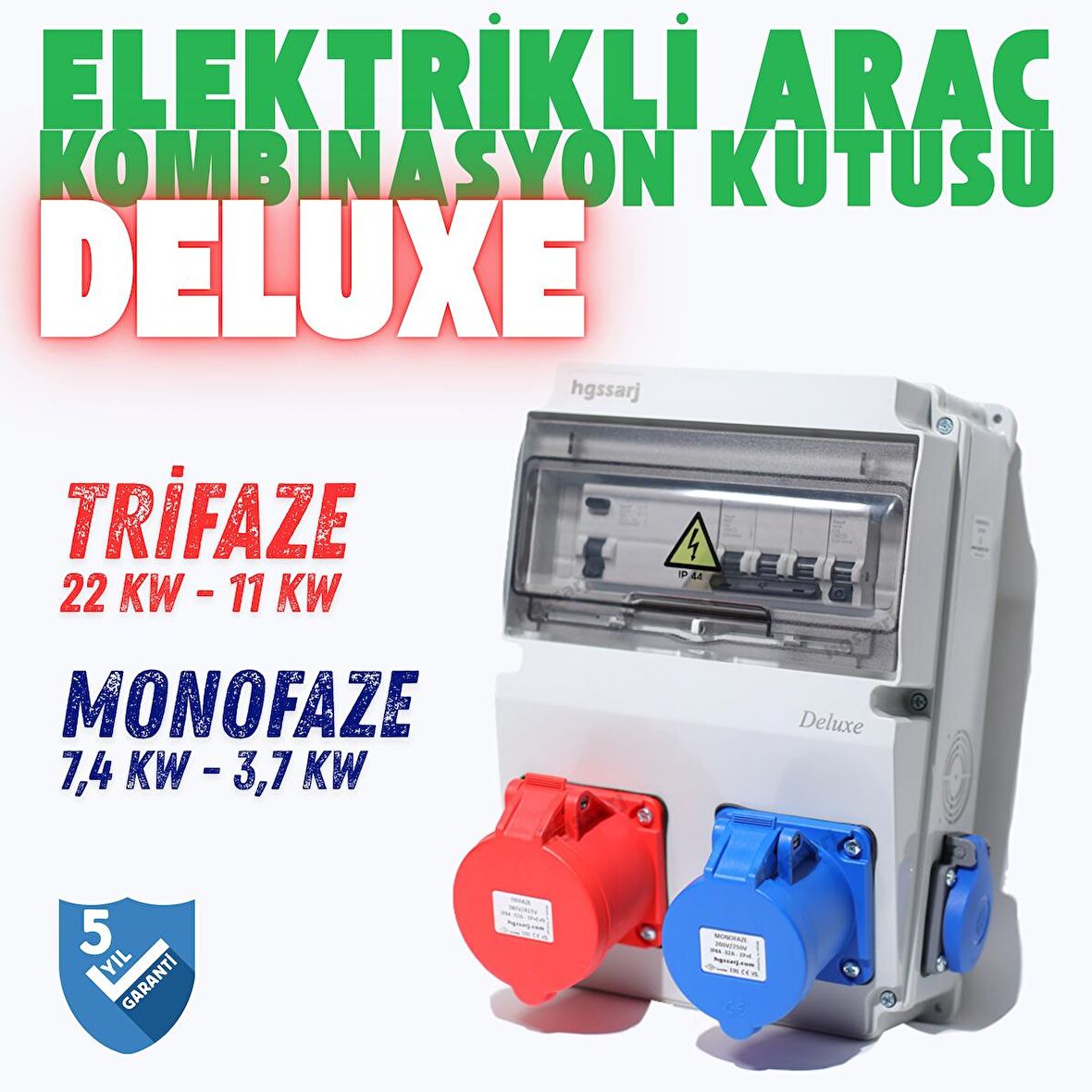 Elektrikli Araç Kombinasyon Kutusu "DELUXE" 5x32A + 3x32A + 1x16A, V i k o / P a n a s o n i c